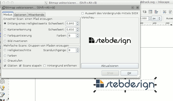 Inkscape - Bitmap vektorisieren