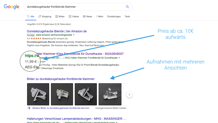 Ergebnisse der Google-Suche nach "Dunstabzugshaube Frontblende Klammer"